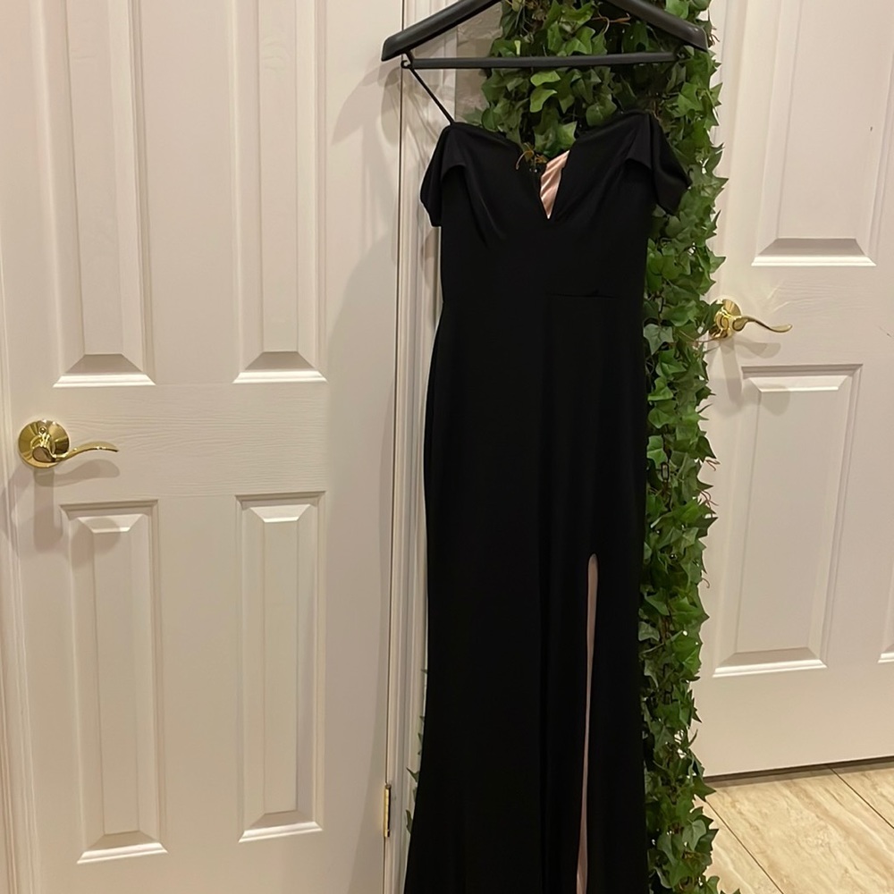 Black Slit Off the Shoulder Dress